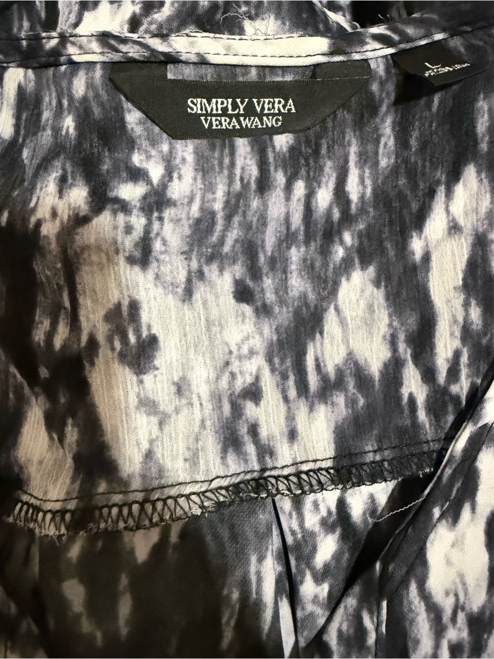 Simply Vera Vera Wang Black and White Tie-Dye Blouse